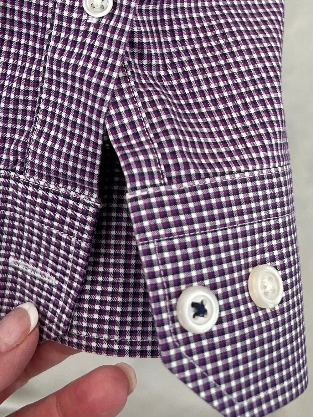 Banana Republic 100% Cotton Purple Microcheck Dress Shirt